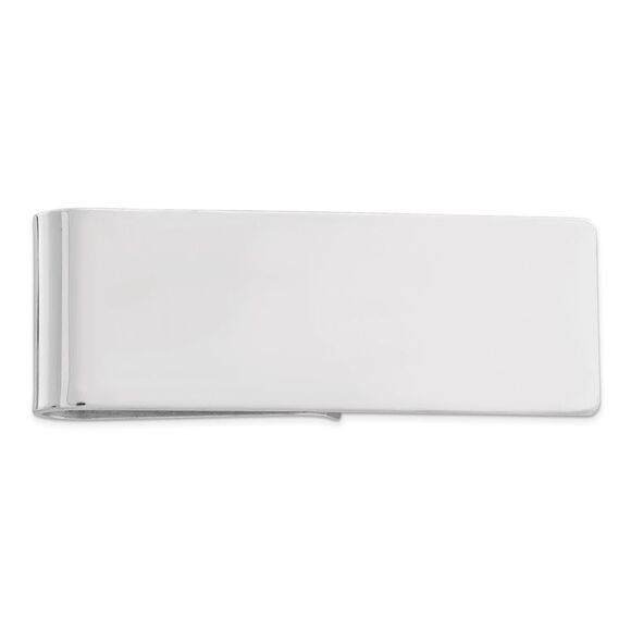 Rhodium Plated Sterling Silver Polished Fold Over Money Clip 20 x 60mm - Picture 1 of 3
